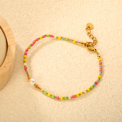 Fresh Multi-Texture PVD Gold Pearl & Millet Bead Bracelet