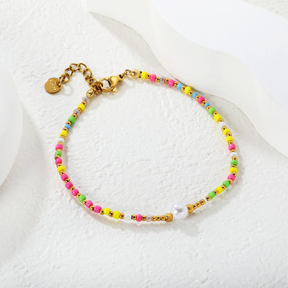 Fresh Multi-Texture PVD Gold Pearl & Millet Bead Bracelet