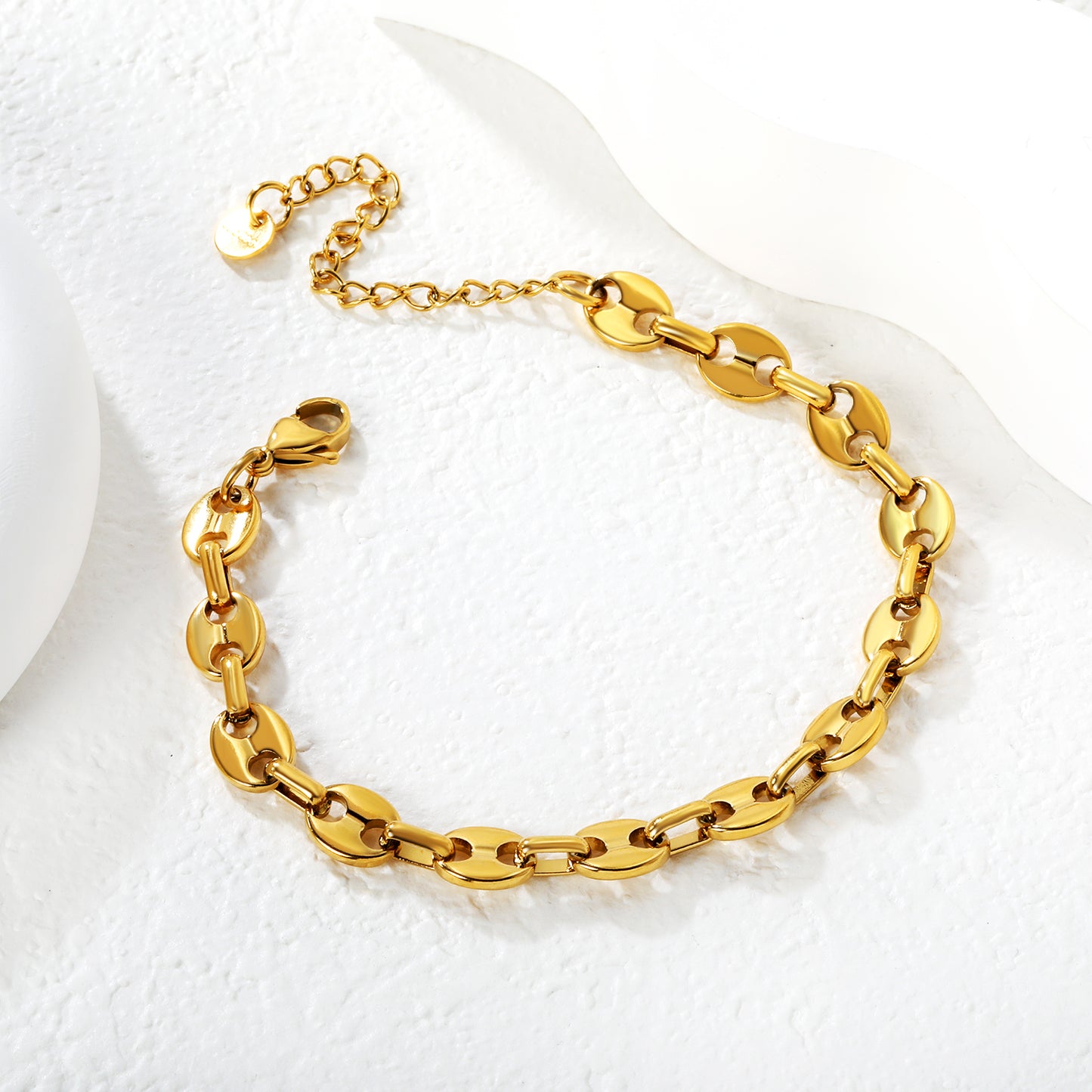 Wholesale Waterproof PVD Gold Niche Pig Nose Link Bracelet