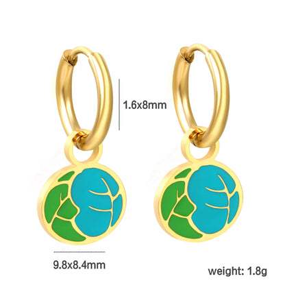 Wholesale 18k gold Circle with Mixed Color Vegetable Leaf Earrings