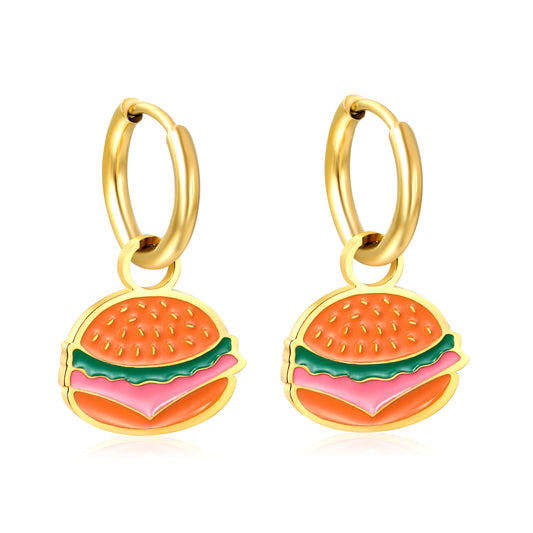 Wholesale 18K Gold Burger - style Hoop Earrings Hypoallergenic