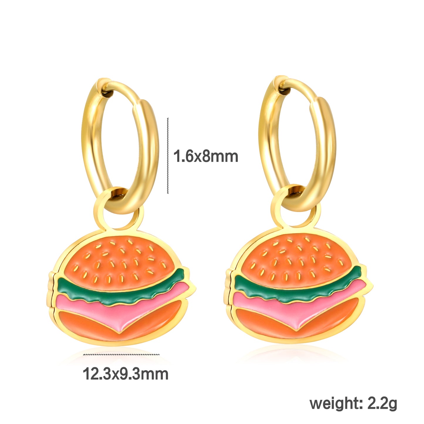 Wholesale 18K Gold Burger - style Hoop Earrings Hypoallergenic