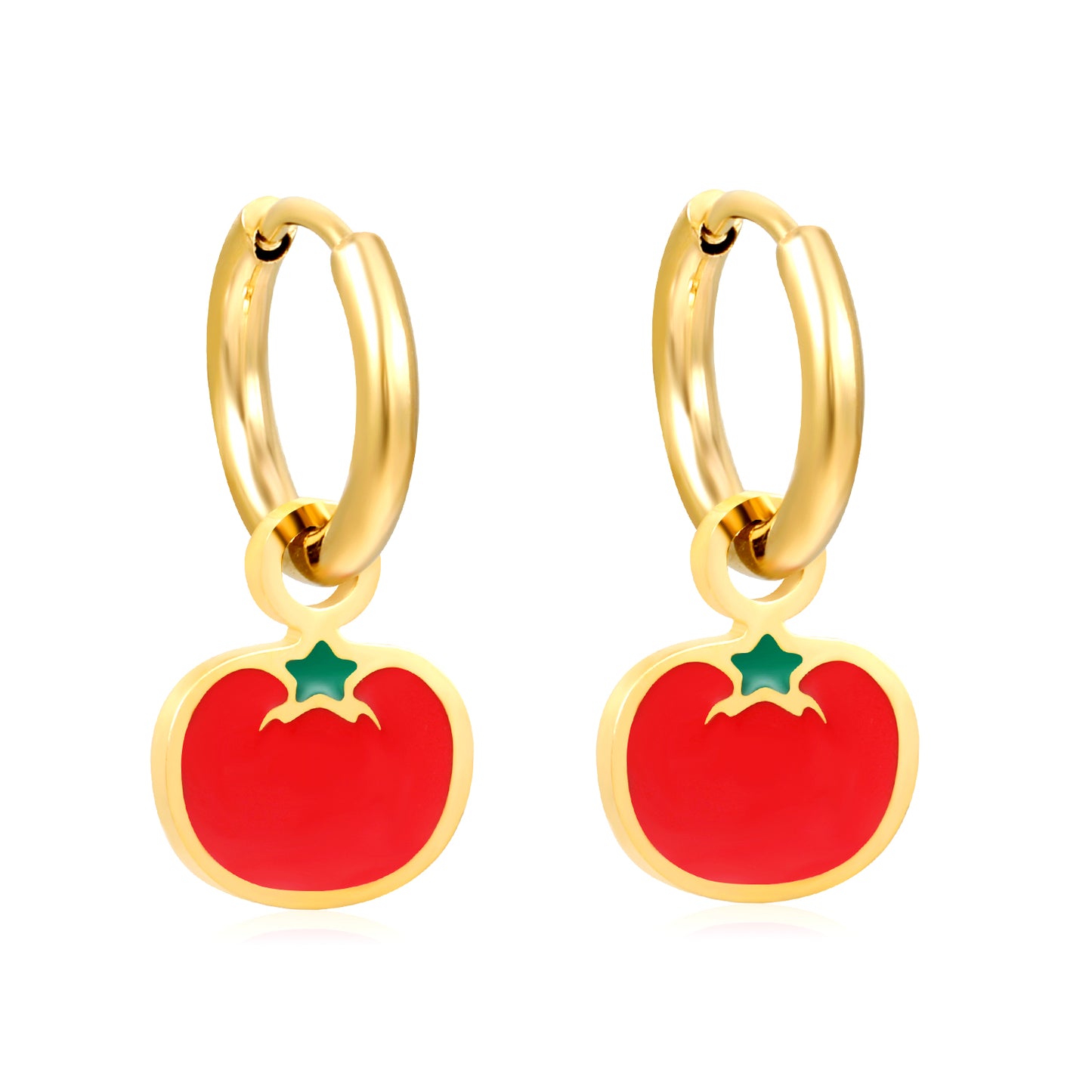 Bulk 18K Gold Tomato - design Hoop Earrings SGS Certified