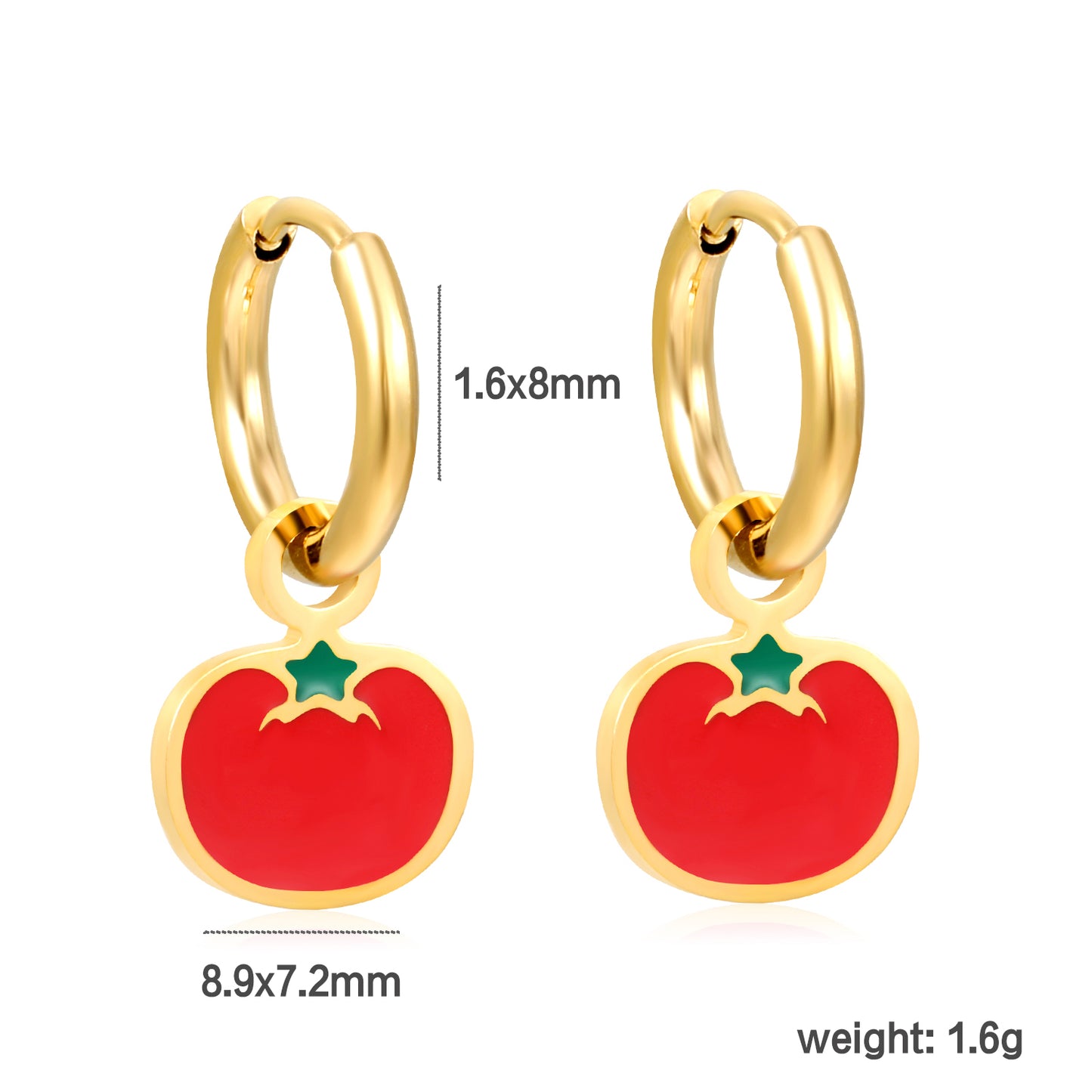Bulk 18K Gold Tomato - design Hoop Earrings SGS Certified