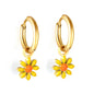 Bulk 18K Gold Blue Flower Hoop Earrings Charming Accessory