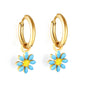 Bulk 18K Gold Blue Flower Hoop Earrings Charming Accessory