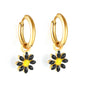 Bulk 18K Gold Blue Flower Hoop Earrings Charming Accessory