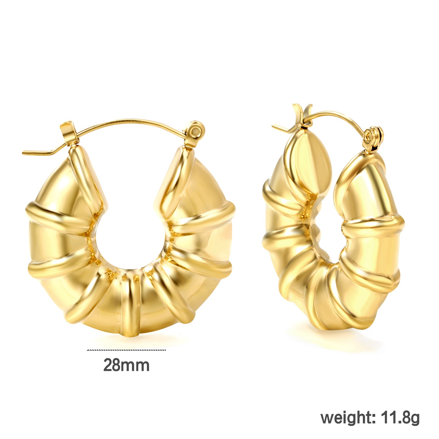 Wholesale Leaf - Adorned Gold U - shaped Earrings for Jewelry Suppliers