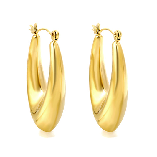 Wholesale Fan - textured Gold Hoop Earrings for Jewelry Retailers