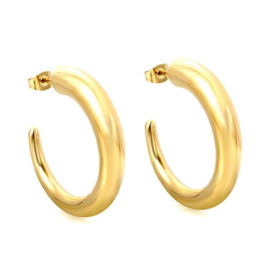 Wholesale Minimalist Smooth - Curved Gold Hoop Earrings for Jewelry Suppliers