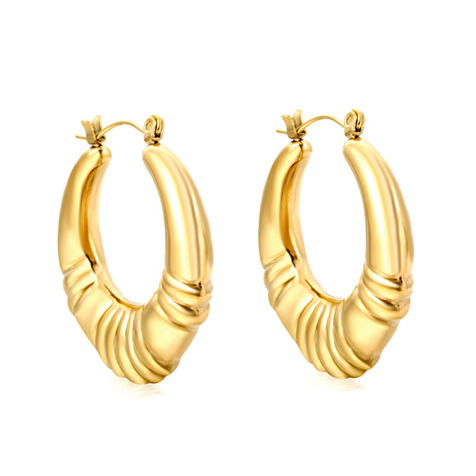 Wholesale Quilted Texture Gold Hoop Earrings for Fashion Distributors
