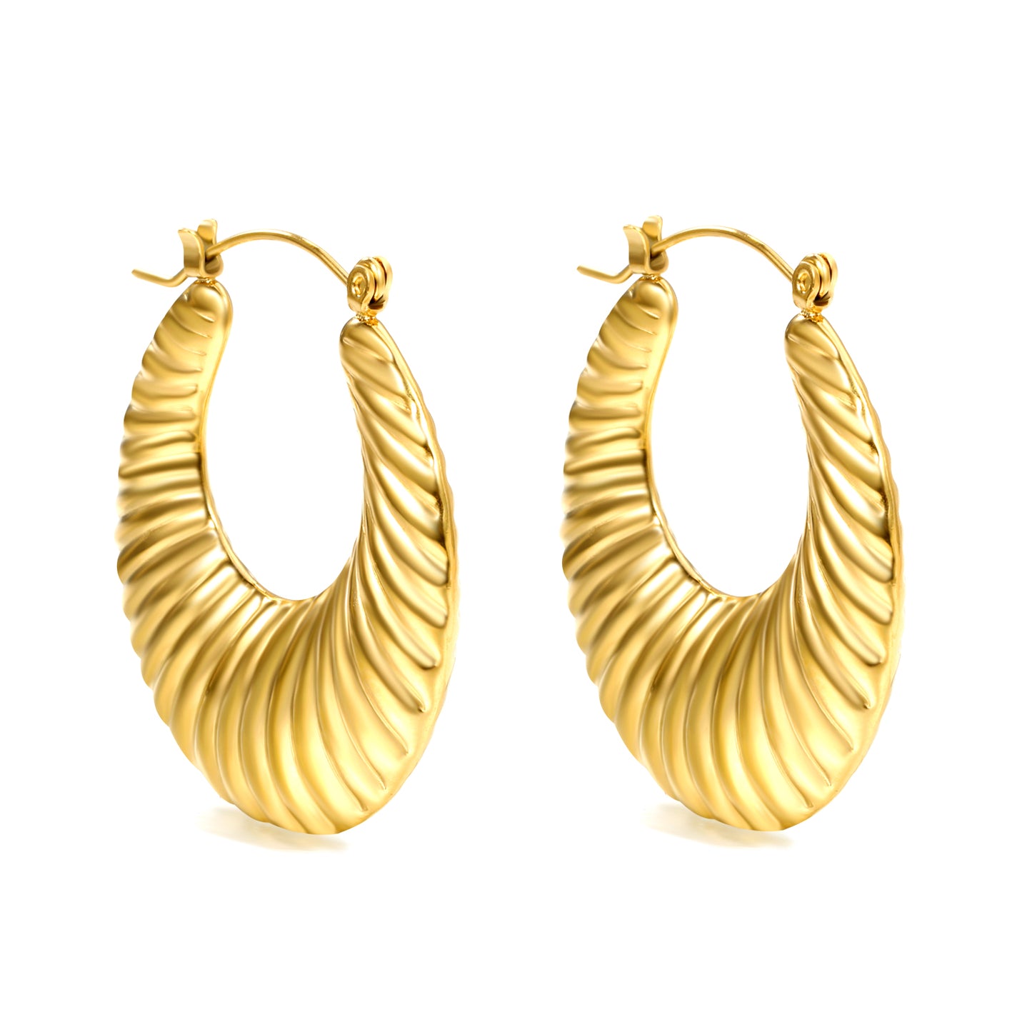 Wholesale Fan - pattern Gold Hoop Earrings for Fashion Distributors