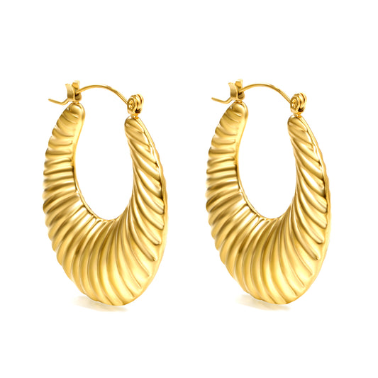 Wholesale Fan - pattern Gold Hoop Earrings for Fashion Distributors