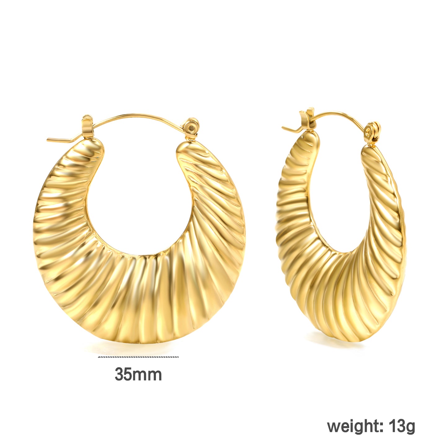 Wholesale Fan - pattern Gold Hoop Earrings for Fashion Distributors