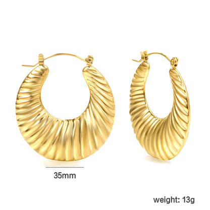 Wholesale Fan - pattern Gold Hoop Earrings for Fashion Distributors