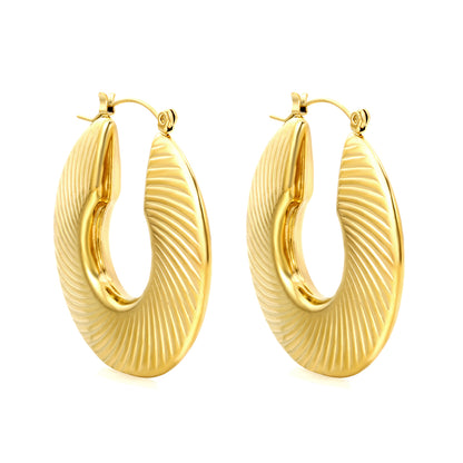 Wholesale Modern Striped - Texture Gold Hoop Earrings for Fashion Distributors
