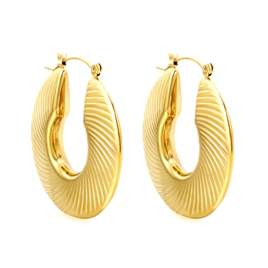Wholesale Modern Striped - Texture Gold Hoop Earrings for Fashion Distributors