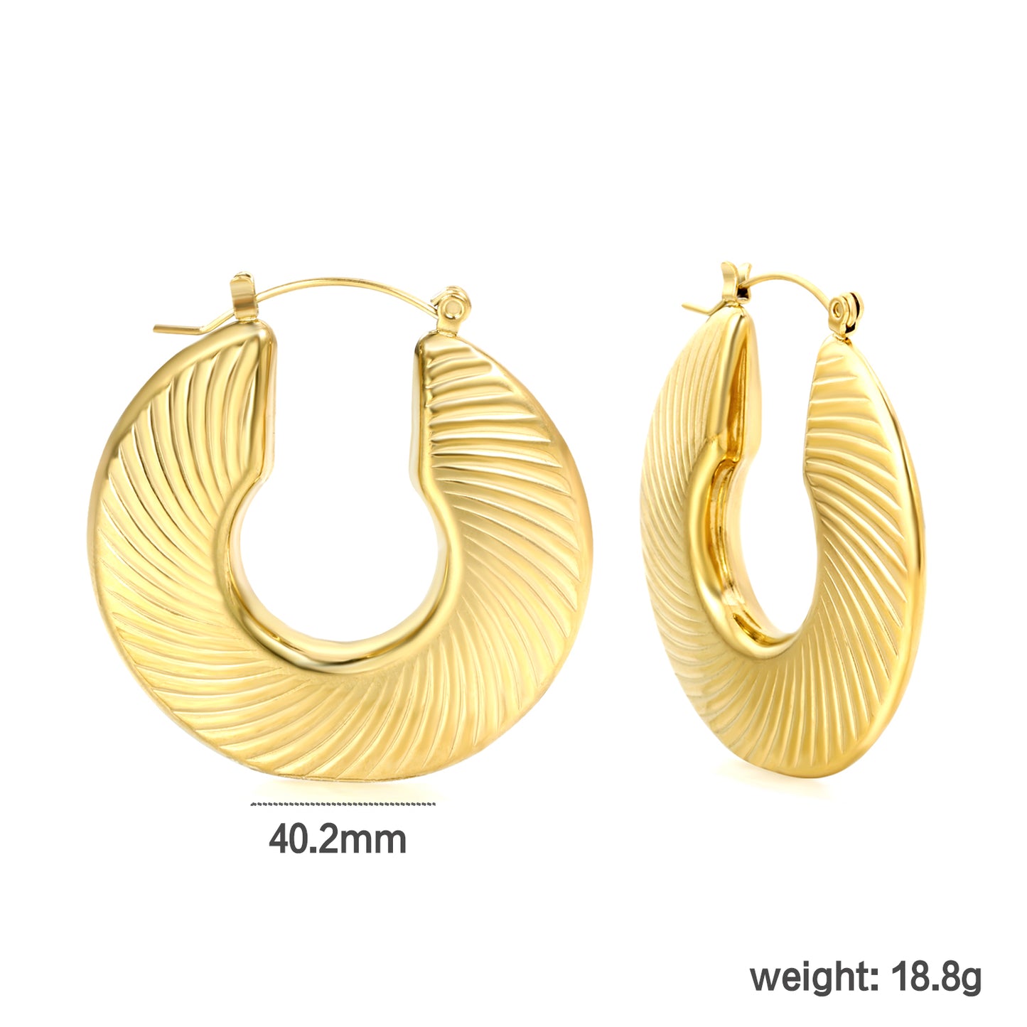 Wholesale Modern Striped - Texture Gold Hoop Earrings for Fashion Distributors