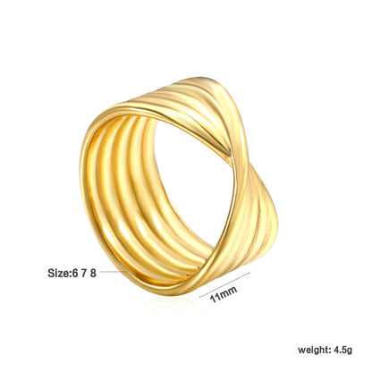 Wholesale 18K Gold Plated Helix Twist Ring Interlaced Lines Sculptural Minimalist Art