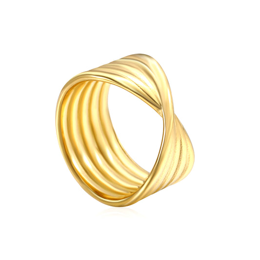 Wholesale 18K Gold Plated Helix Twist Ring Interlaced Lines Sculptural Minimalist Art