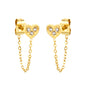 Golden heart with white zirconia + cross link stud earrings Jewelry Supplier