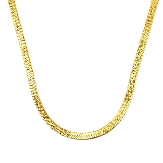 Wholesale Stainless Steel Flat Snake Blade Crushed Floral Necklace