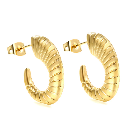 Wholesale Golden Stainless Steel Water Buffalo Horn Earrings