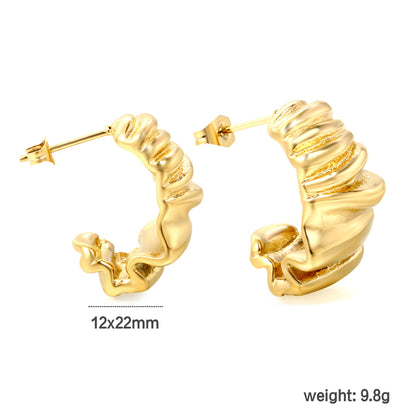 Wholesale 18K Gold Spiral Texture Stud Earrings Stylish & Three dimensional