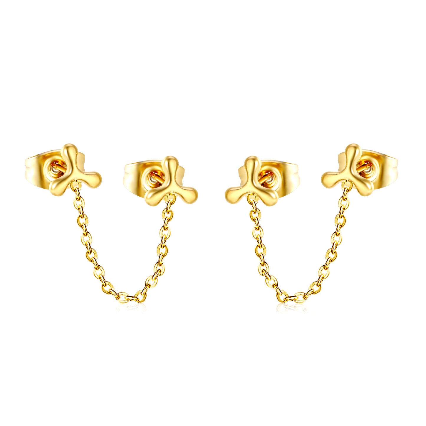 Golden Triangle Boomerang + Cross Chain Stud Earrings Jewelry Supplier