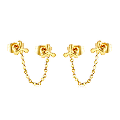 Golden Triangle Boomerang + Cross Chain Stud Earrings Jewelry Supplier