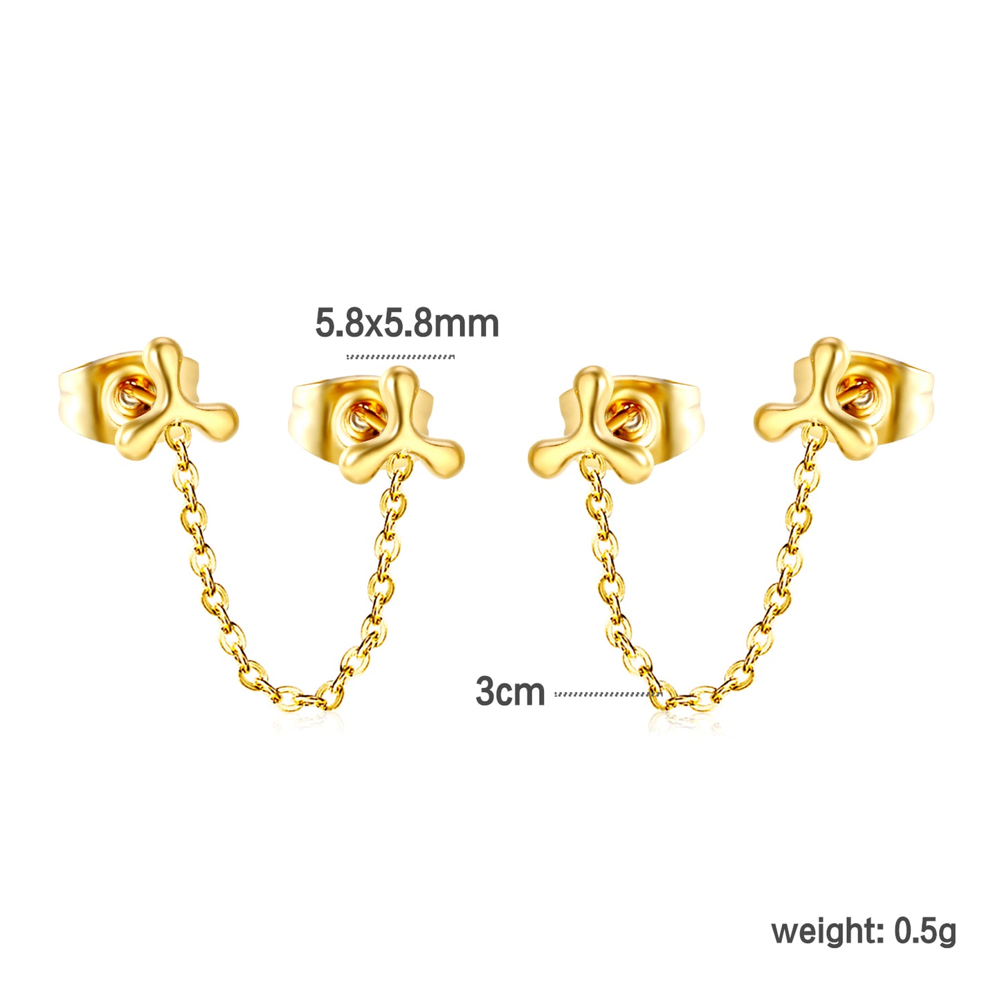 Golden Triangle Boomerang + Cross Chain Stud Earrings Jewelry Supplier