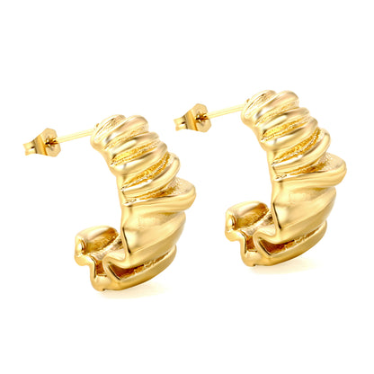 Wholesale 18K Gold Spiral Texture Stud Earrings Stylish & Three dimensional