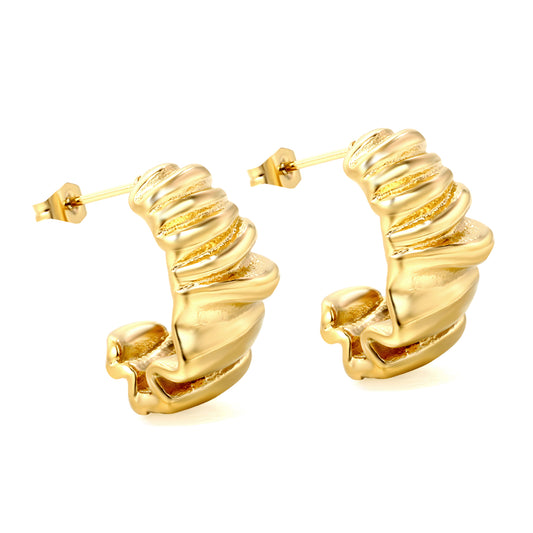 Wholesale 18K Gold Spiral Texture Stud Earrings Stylish & Three dimensional
