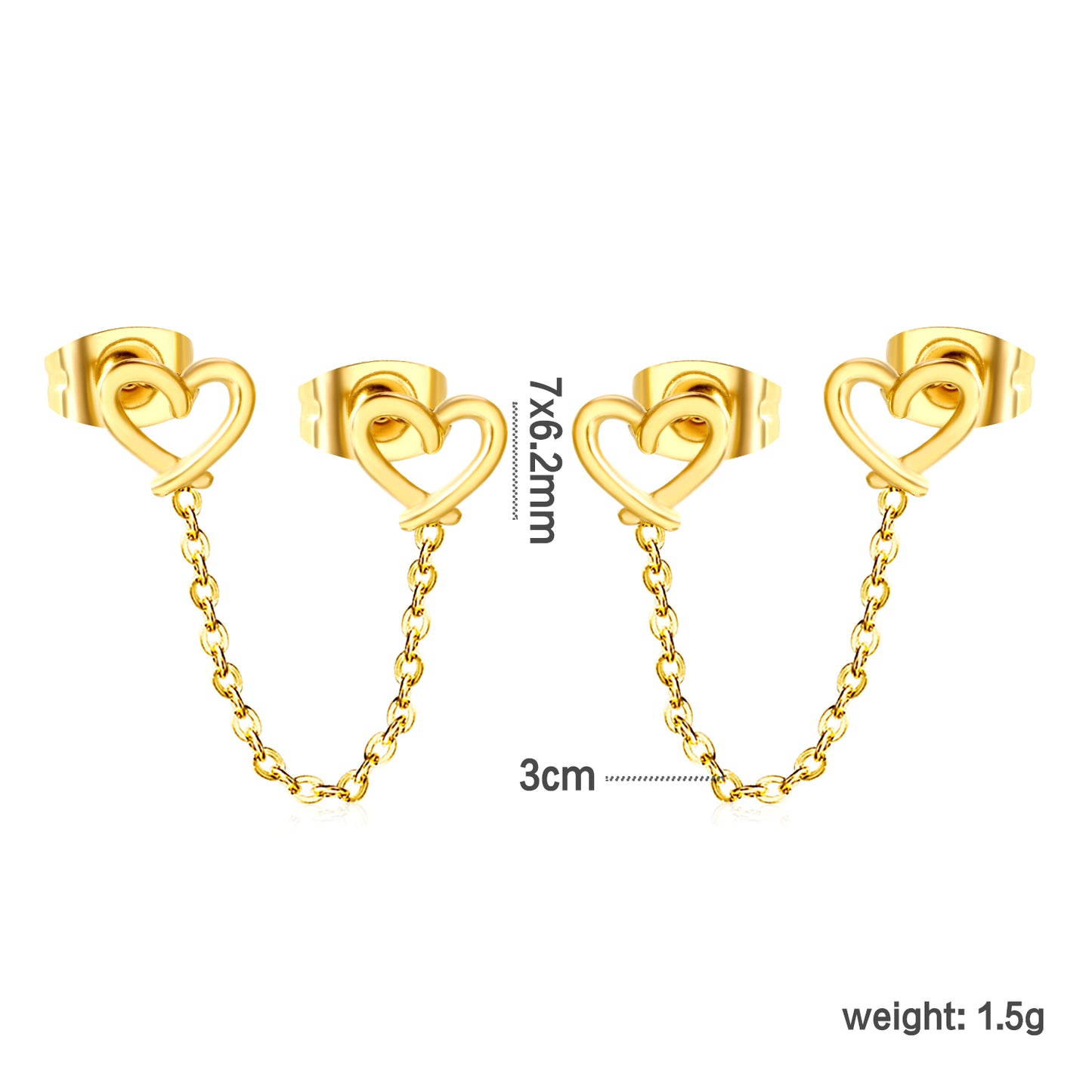 Golden heart circle+cross chain earrings jewelry supplier