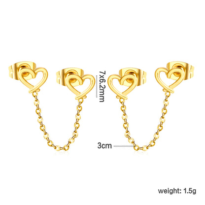 Golden heart circle+cross chain earrings jewelry supplier