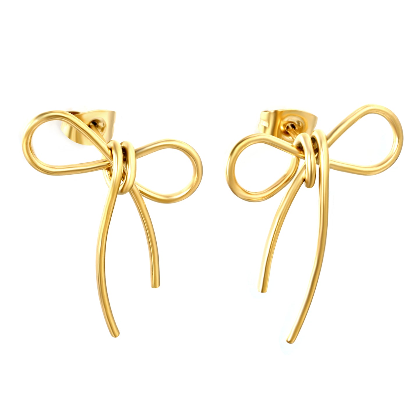 Stainless steel gold bow stud earrings jewelry suppliers