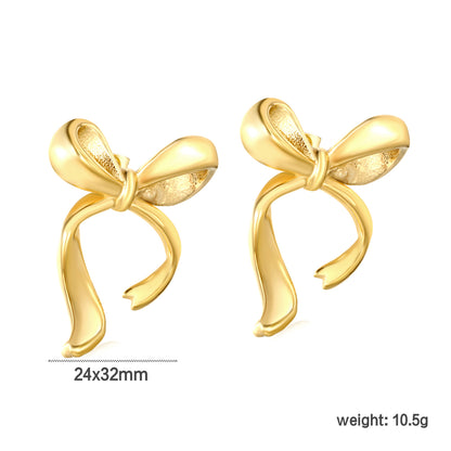 Gold bow stud earrings gold jewelry suppliers