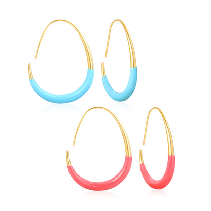 Wholesale Waterproof PVD Gold Enamel Egg-Circle Earrings