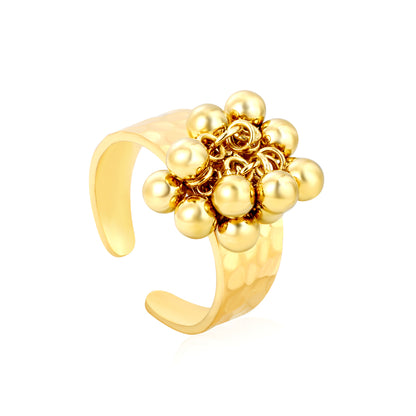 Wholesale Waterproof PVD Gold French Tassel Bead Open Ring 9.4mm