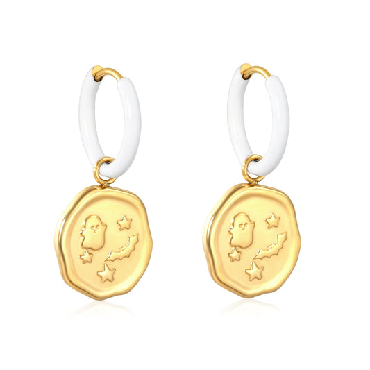 Wholesale Waterproof PVD Gold White Enamel Halloween Earrings