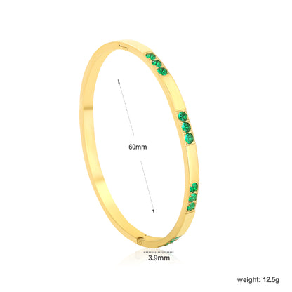 Wholesale Waterproof PVD Gold French CNC Emerald Bangle Bracelet