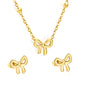 Stainless Steel Gold-Plated Bow Jewelry Set with Round Tag Jewelry Supplier