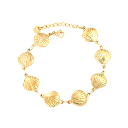 Bulk PVD Gold Hollow Shell Ocean Charm Bracelet Non-Tarnish