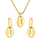 Stainless Steel Gold Coffee Bean Set & Twisted Chain + Round Pendant Jewelry Supplier