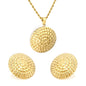 Stainless Steel Gold Round Thread Set & Twisted Chain + Round Pendant Jewelry Supplier