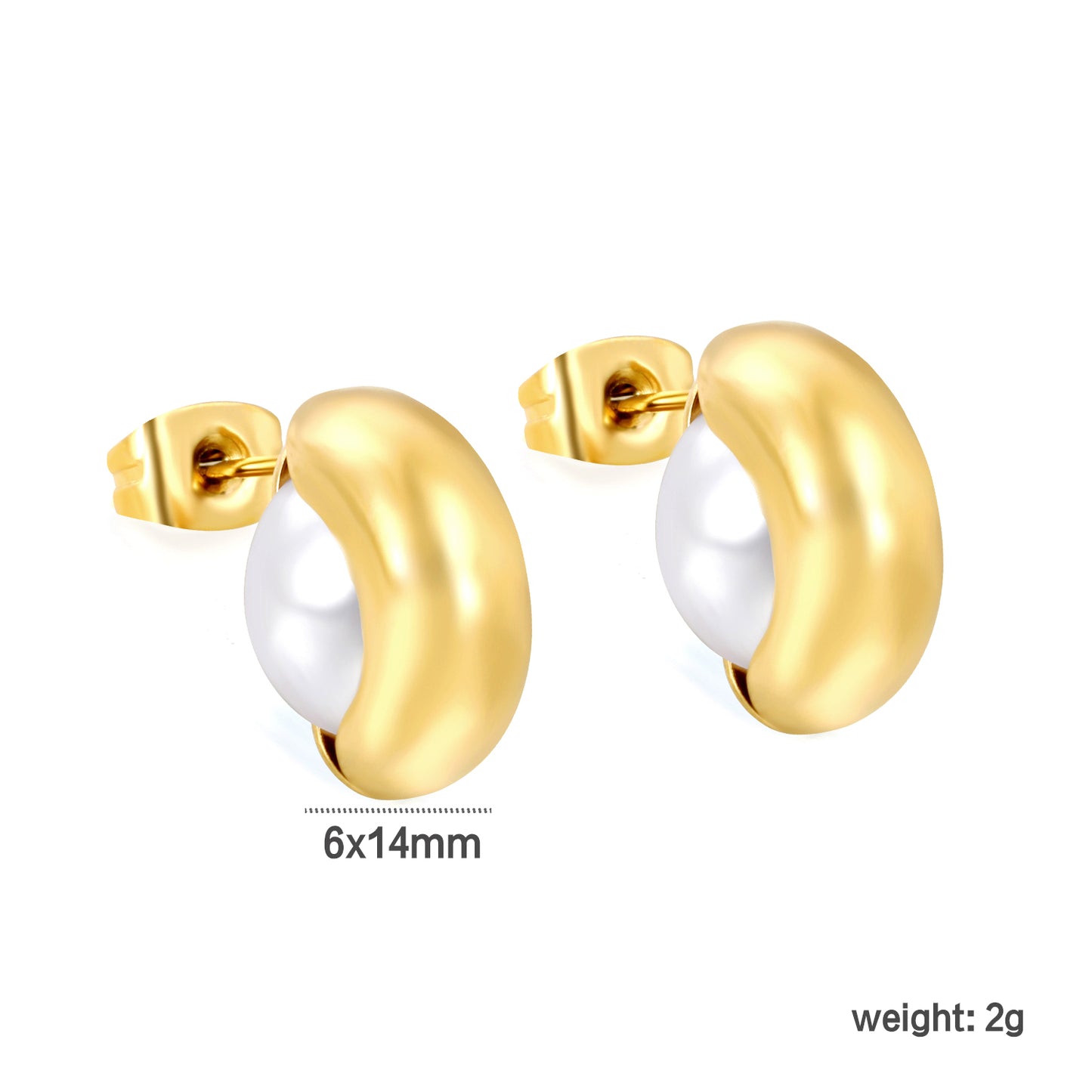 Golden half arc circle with half white glue bead earrings Jewelry Supplier