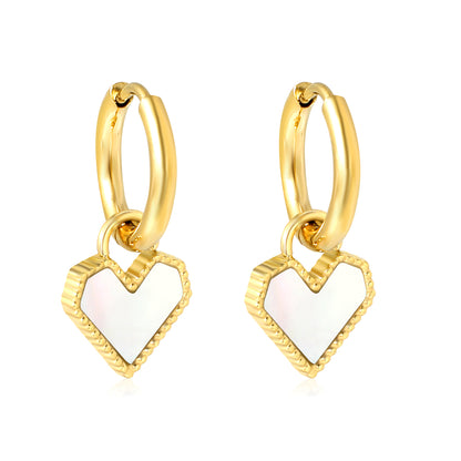Jewelry Supplier of Golden Earring Clasps & Heart Inlaid White Shell & Black & Red Acrylic