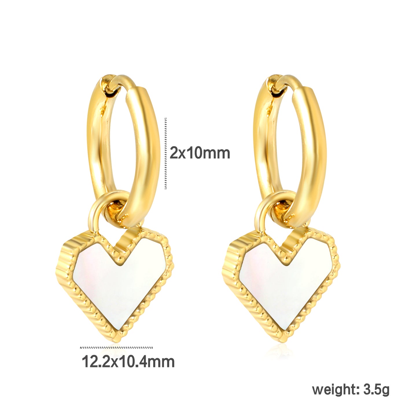 Jewelry Supplier of Golden Earring Clasps & Heart Inlaid White Shell & Black & Red Acrylic