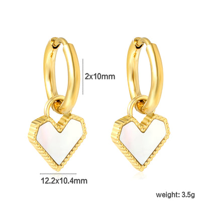 Jewelry Supplier of Golden Earring Clasps & Heart Inlaid White Shell & Black & Red Acrylic