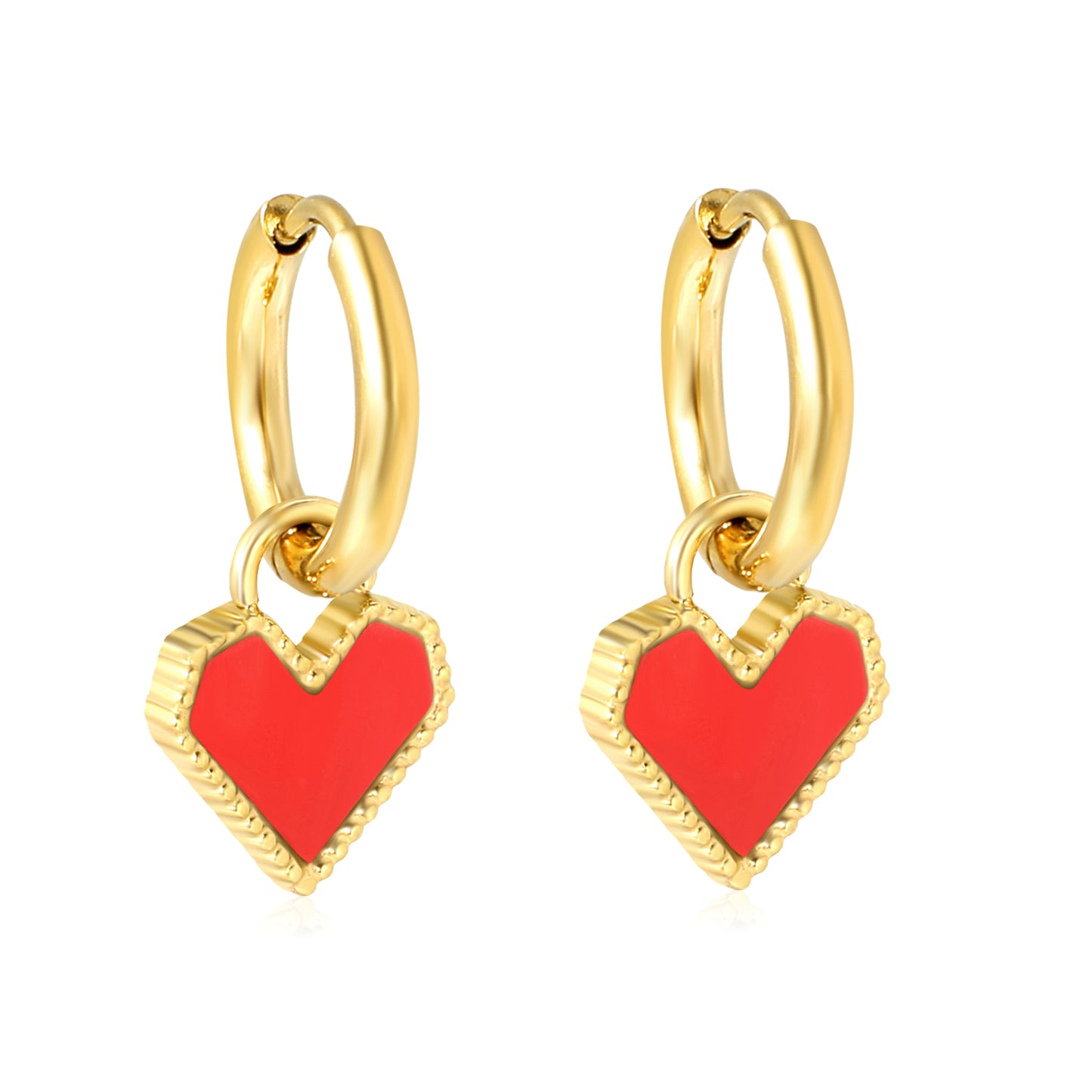 Jewelry Supplier of Golden Earring Clasps & Heart Inlaid White Shell & Black & Red Acrylic